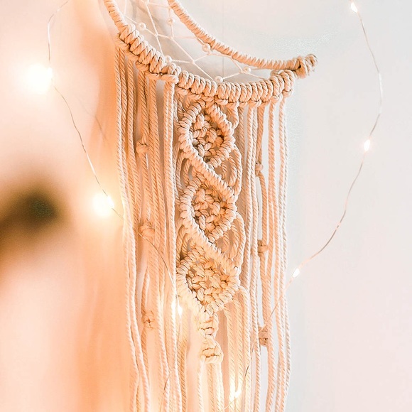 Boho Macrame Woven Wall Moon Decor with led lights - Picture 3 of 5